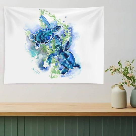 Sea Turtles Turquoise BLue Design Tapestry