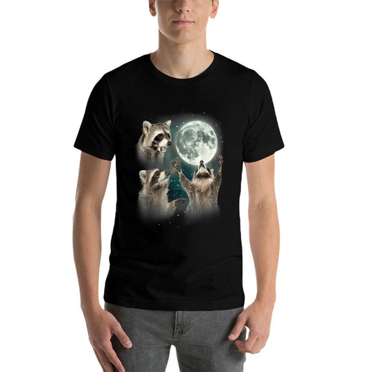Funny Raccoon  3 Racoons Howling At Moon  Raccoon  Soft T-Shirt