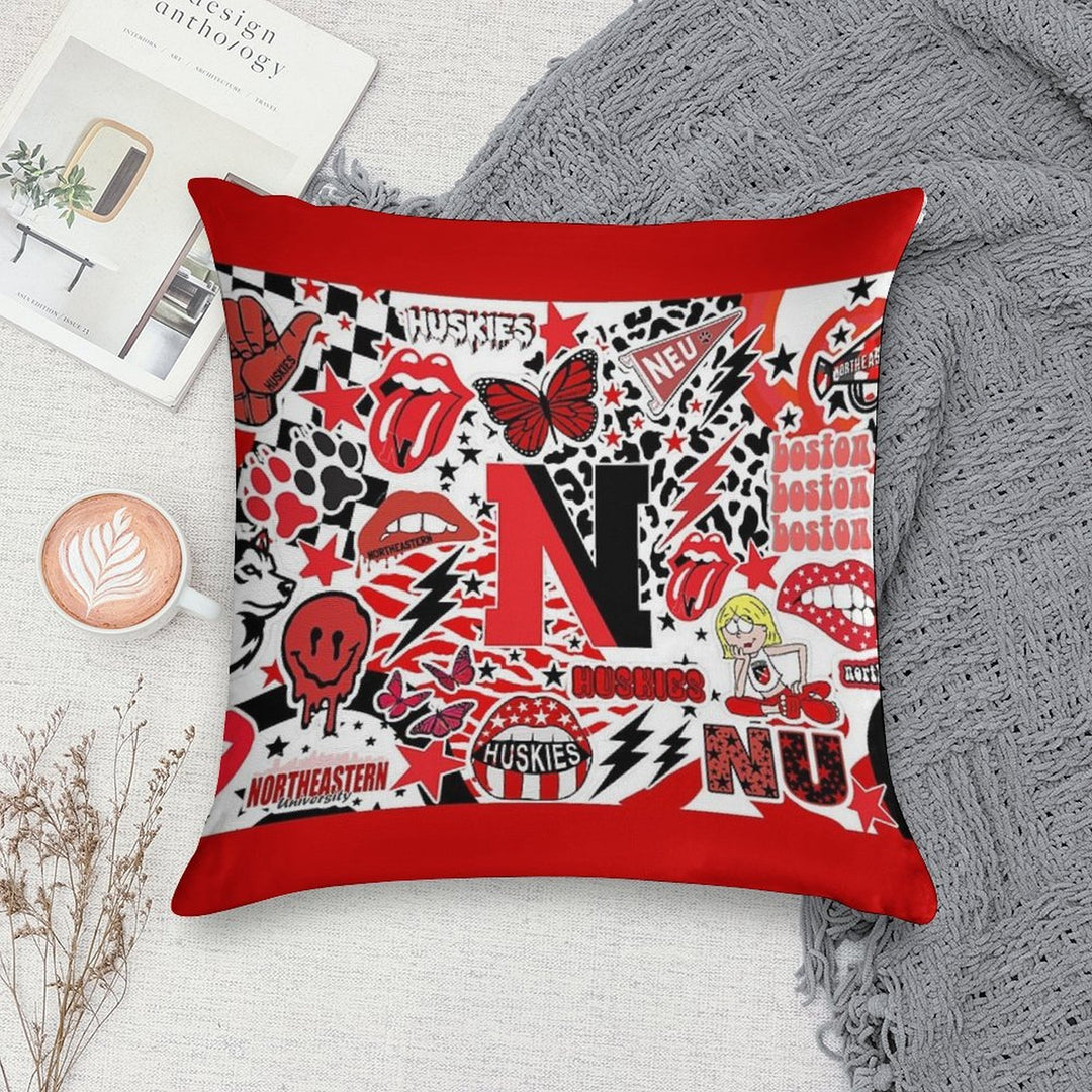 Northeastern Collage Soft Washable Throw Pillow