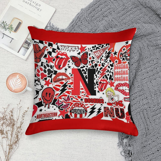 Northeastern Collage Soft Washable Throw Pillow