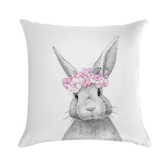 Spring Bunny Soft Decorative Cover Throw Pillow