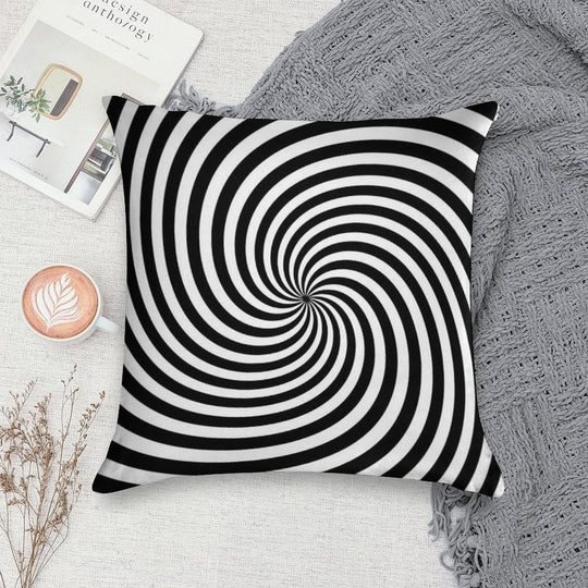 Black And White Op-Art Spiral Soft Style Accent Throw Pillow