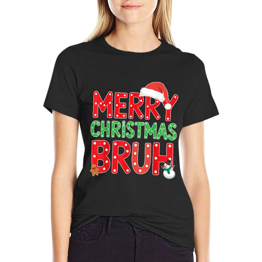 Merry Christmas Bruh Funny Santa Claus Retro Men Women Kids  Graphic-printed T-Shirt