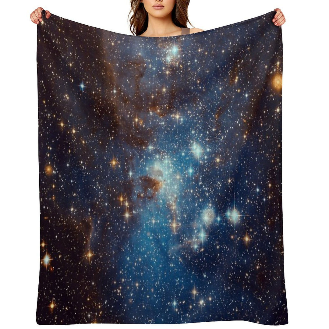 Blue Nebula Stars Space Anti-pilling Throw Blanket