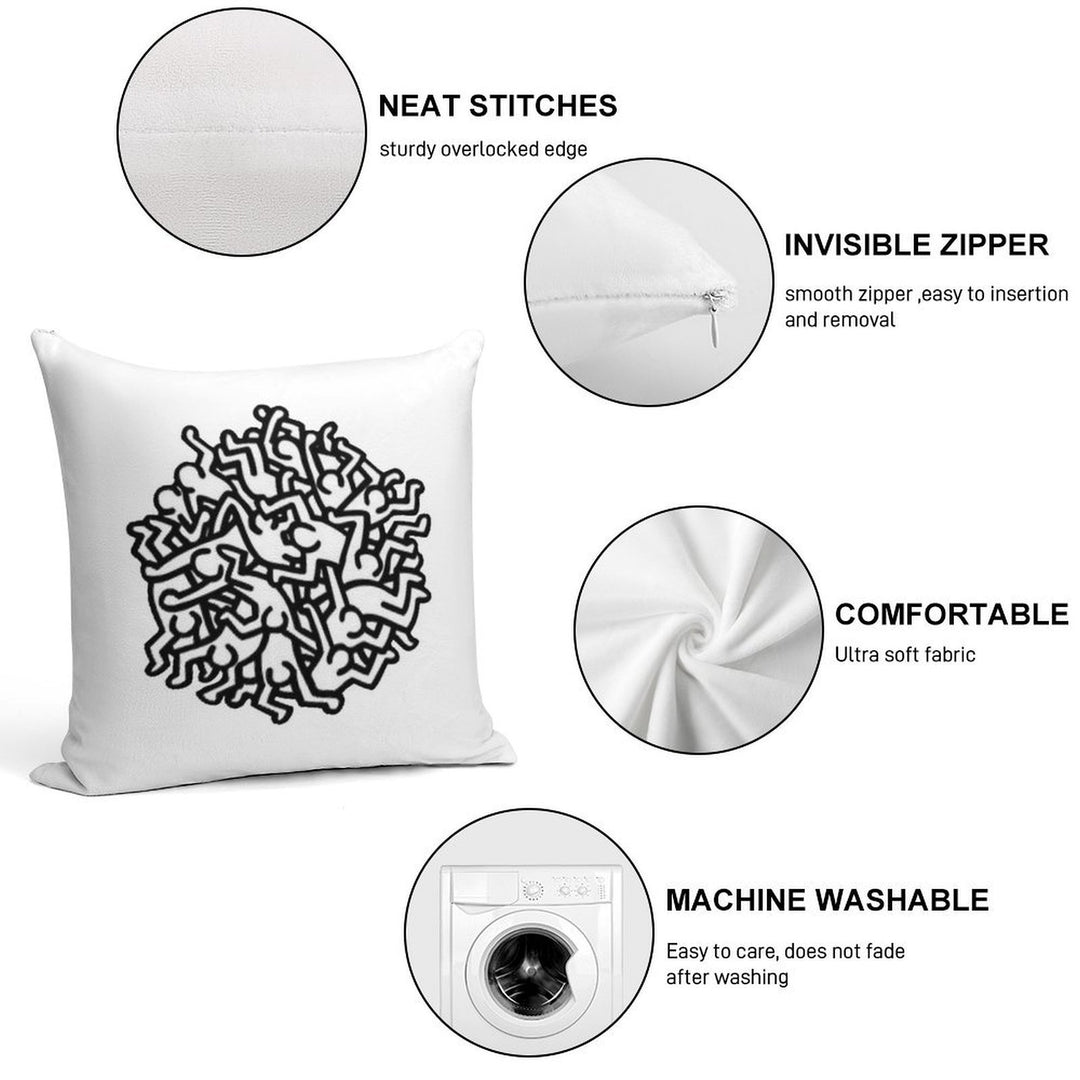 Haring Pop Art Soft Decorative Cover Throw Pillow