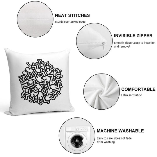 Haring Pop Art Soft Decorative Cover Throw Pillow