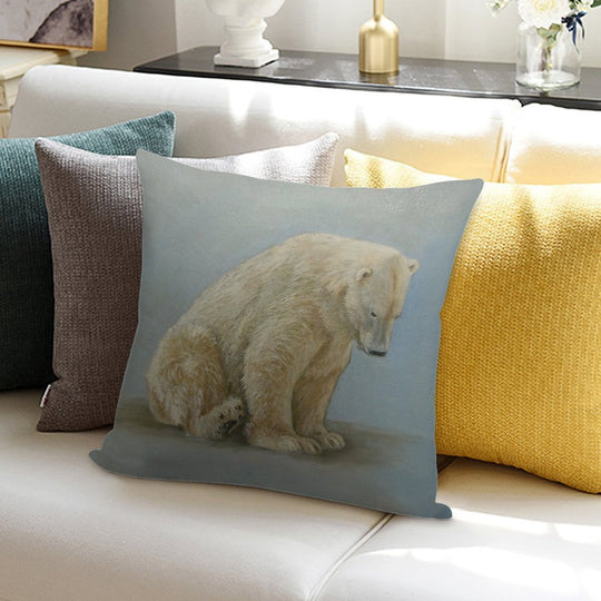 Polar Bear Sitting Soft Luxury Feel Throw Pillow