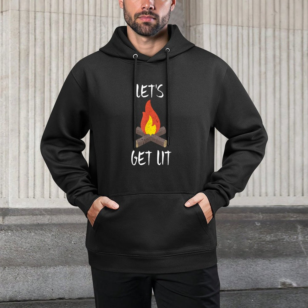 Lets Get Lit Funny Meme Lit Campfire Gifts Relaxed Fit Hoodie
