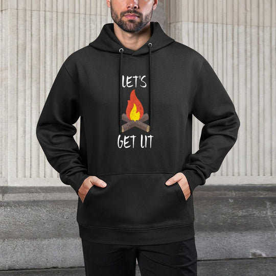 Lets Get Lit Funny Meme Lit Campfire Gifts Relaxed Fit Hoodie