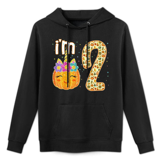 Kids Kids Im 2 Years Old Unicorn Pumpkin Halloween 2nd Birthday Customizable Surface Hoodie