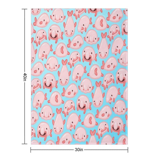 Blobfish Pattern Compact Throw Blanket