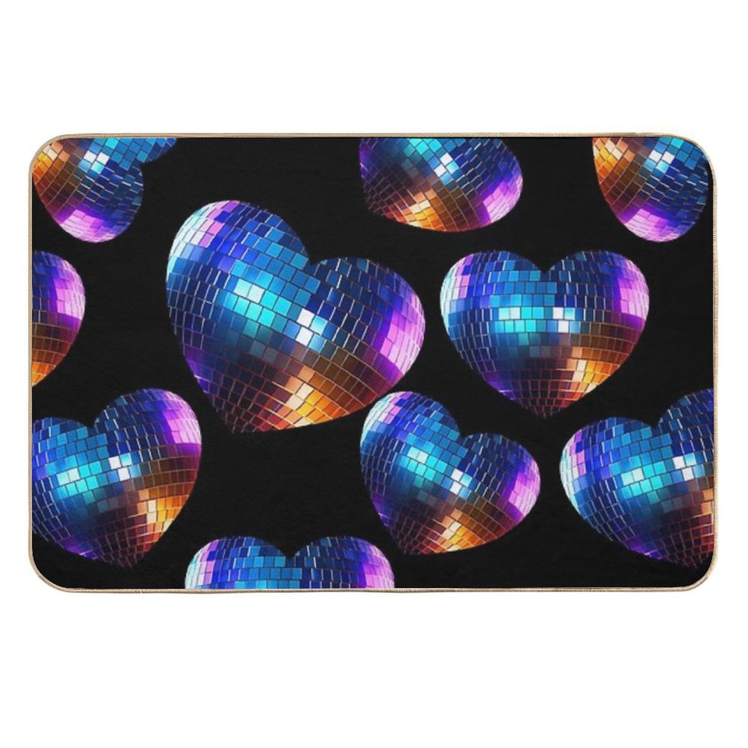 Mirror Disco Ball - Heart Shaped Disco Ball  Absorbent Bath Mat