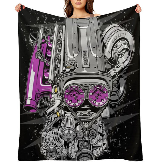 Nissan RB26 Engine Sustainable Throw Blanket
