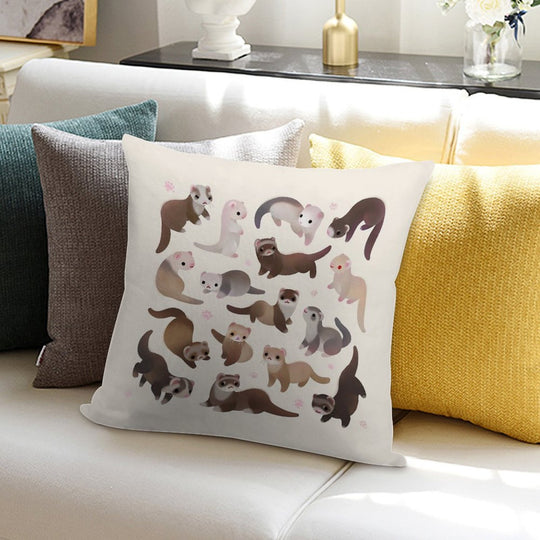 Ferret - Bright Soft Reinforced Edging Throw Pillow