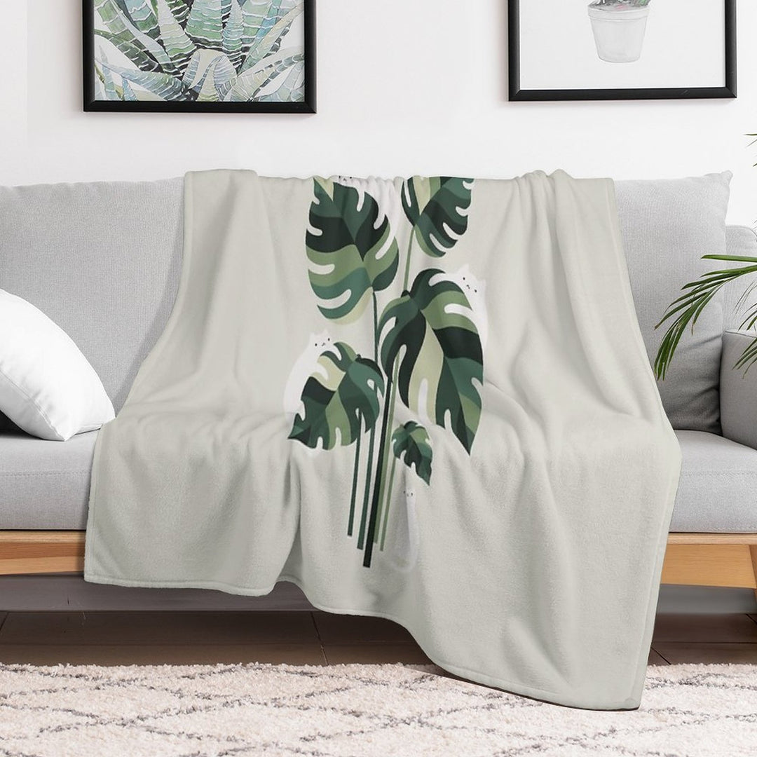 Cat And Plant 11 Velvety-soft Throw Blanket