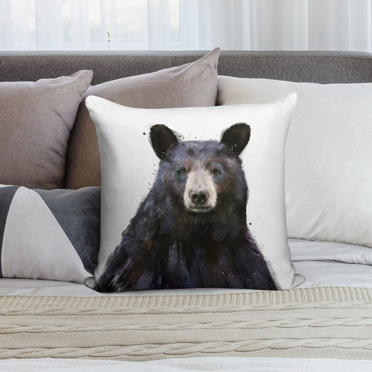 Black Bear Soft Anti-Pilling Throw Pillow