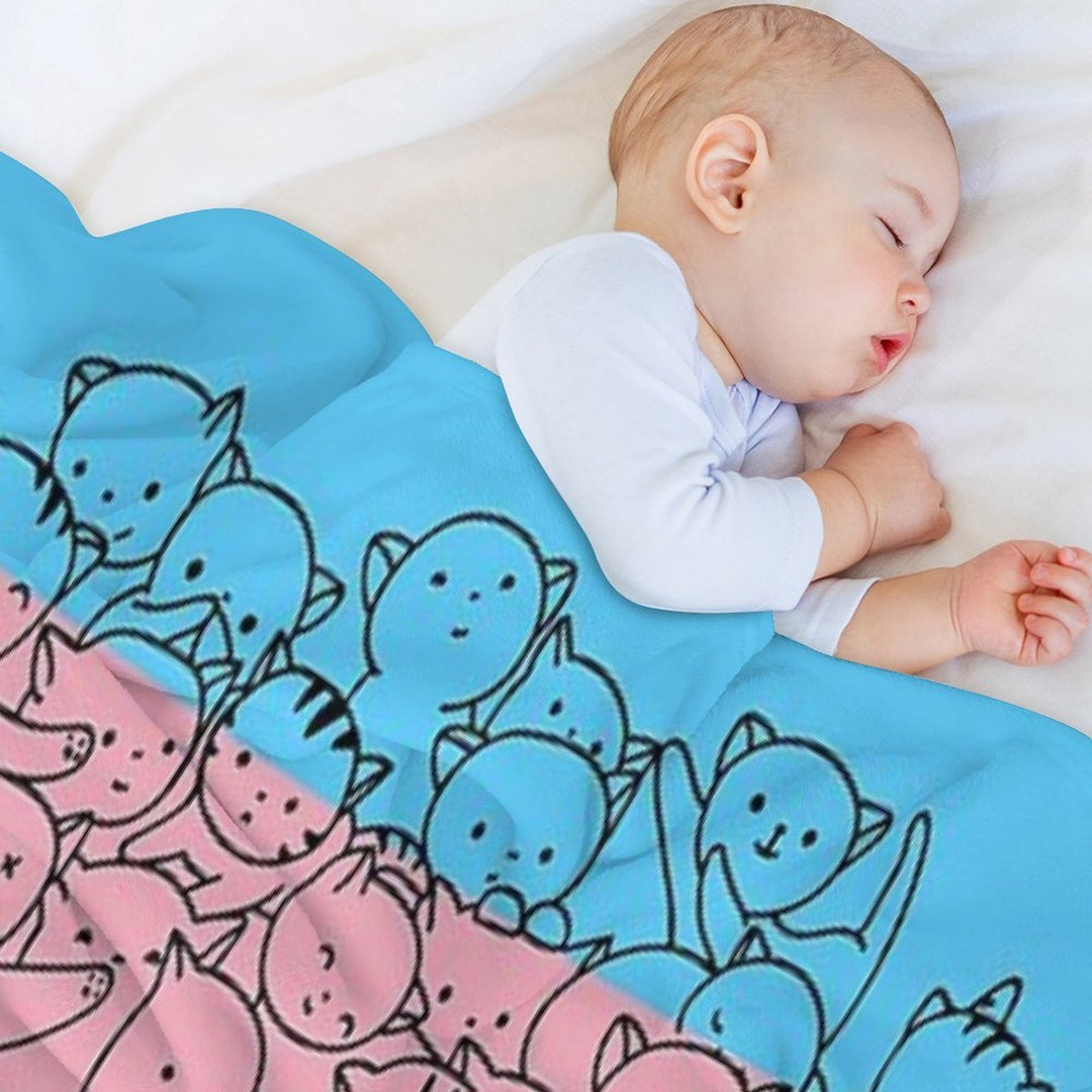 Trans Transgender Cat Pride Flag Travel-friendly Throw Blanket