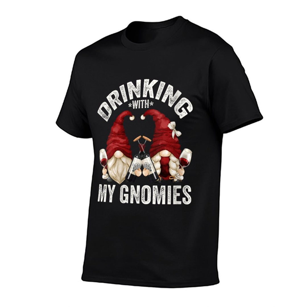 Womens Cute Wine Gnomes Loves Drinking With My Gnomies Funny Gnome  Breathable T-Shirt
