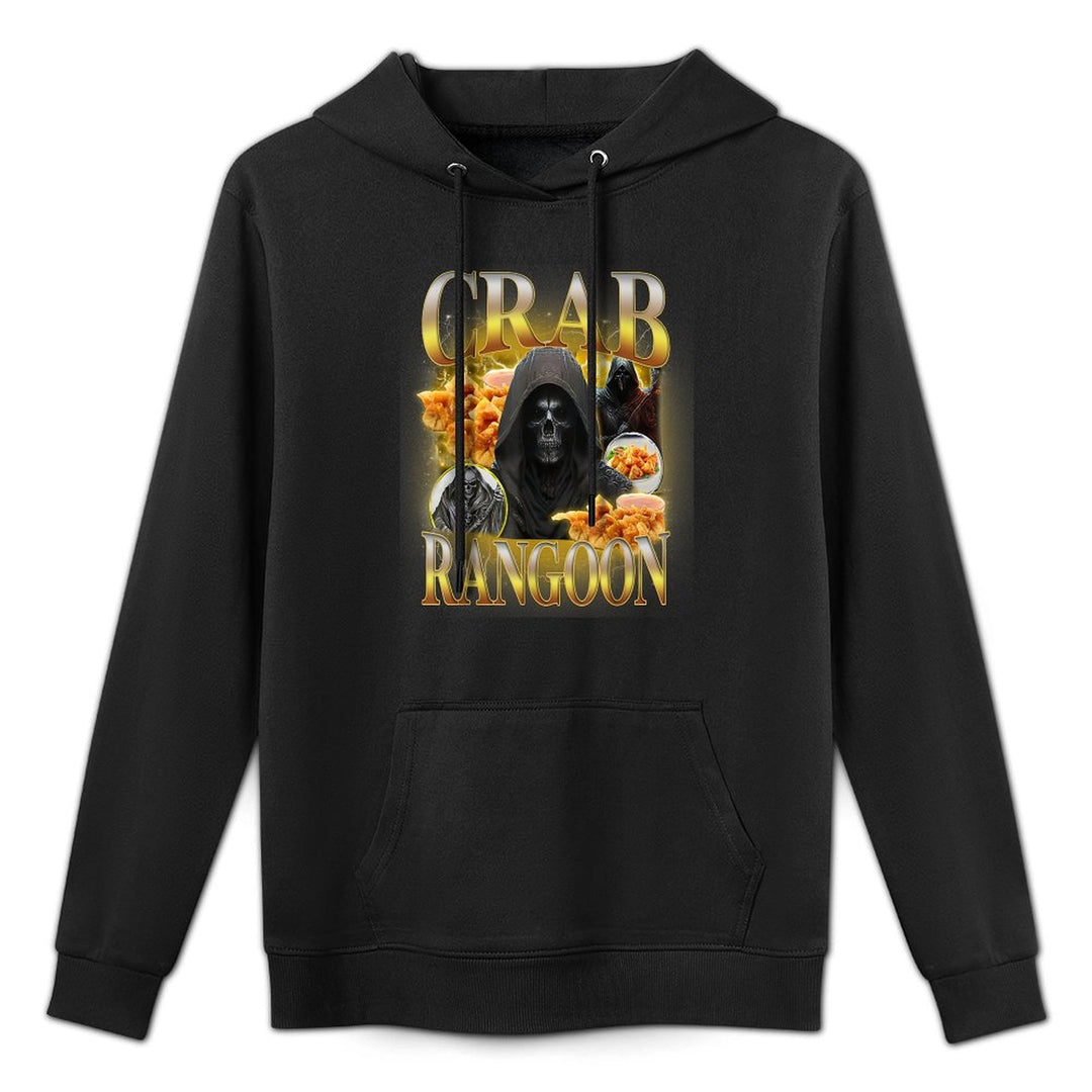Crab Rangoon Meme Bootleg Rap Style Funny Hard Skeleton Meme Relaxed Fit Hoodie
