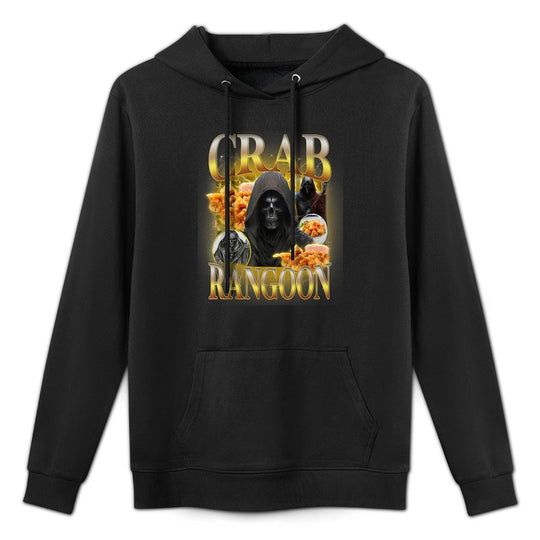 Crab Rangoon Meme Bootleg Rap Style Funny Hard Skeleton Meme Relaxed Fit Hoodie