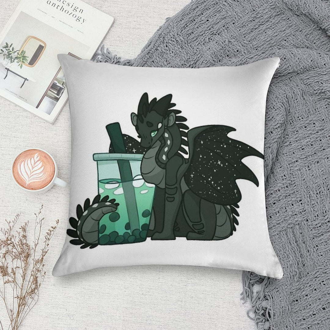 Moon with Boba Soft Hidden Zipper Throw Pillow