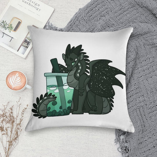Moon with Boba Soft Hidden Zipper Throw Pillow