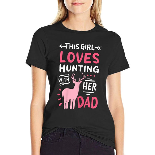 Hunting Girl With Her Dad Fathers Day  Rolled Sleeves T-Shirt
