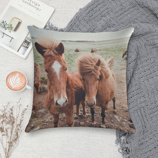 Icelandic Ponies Soft Anti-Pilling Throw Pillow