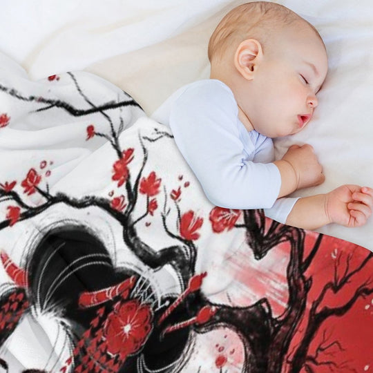 Red Geisha Machine-washable Throw Blanket