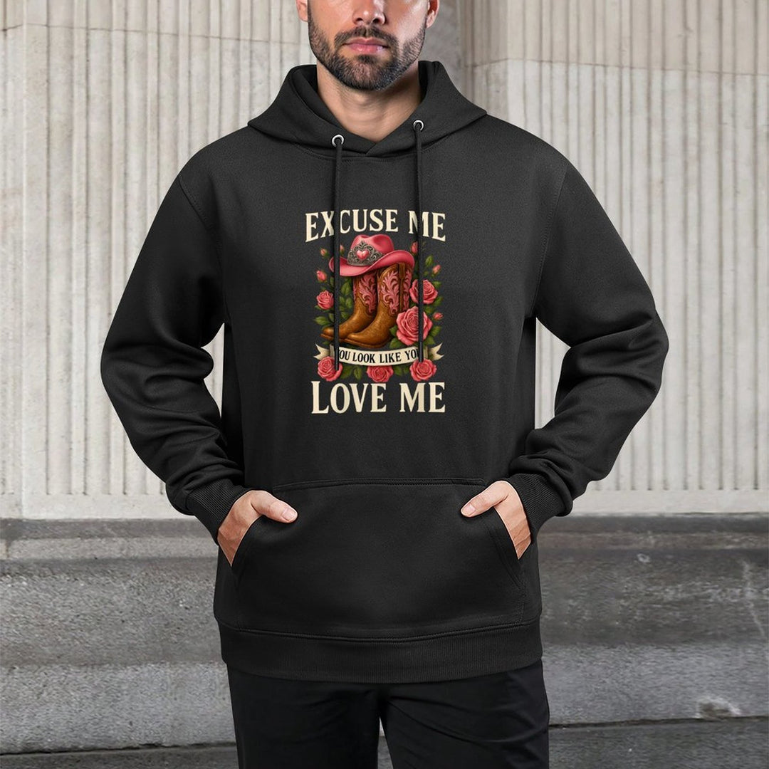 Funny Excuse Me You Look Like You Love Me Funny Boots Memes Machine Washable Hoodie