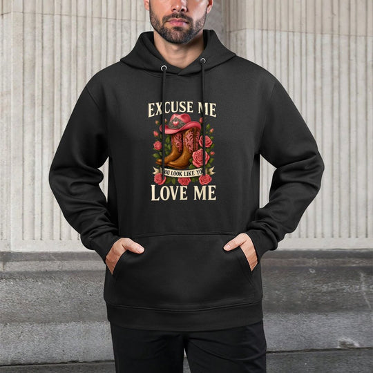 Funny Excuse Me You Look Like You Love Me Funny Boots Memes Machine Washable Hoodie