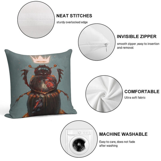 King Beetle Soft Shrink-Resistant Throw Pillow