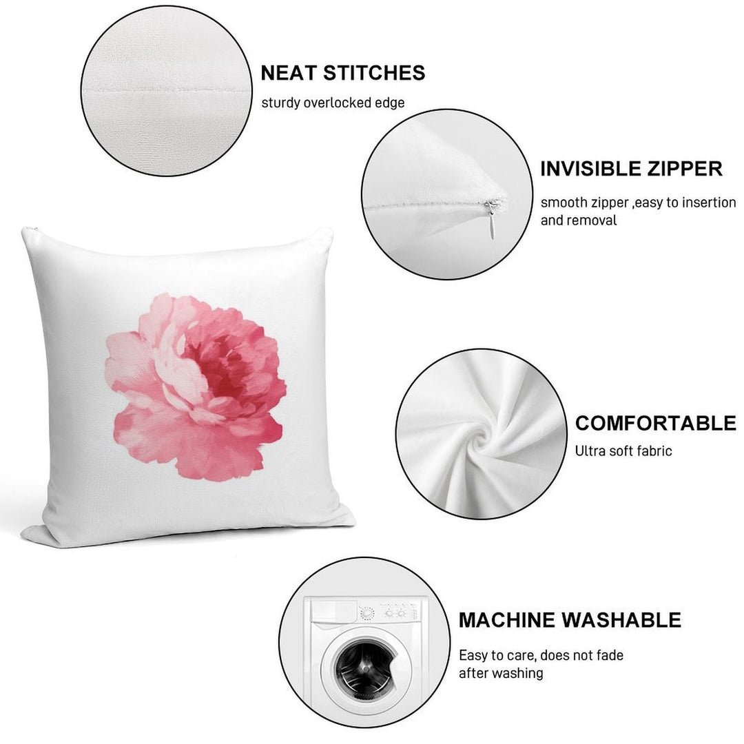 Flower Pink Peony Soft Gift Ready Throw Pillow