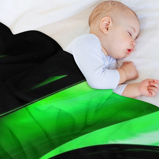 Lime Florescent Green And Black Swirling Abstract Design Pattern All-season Throw Blanket