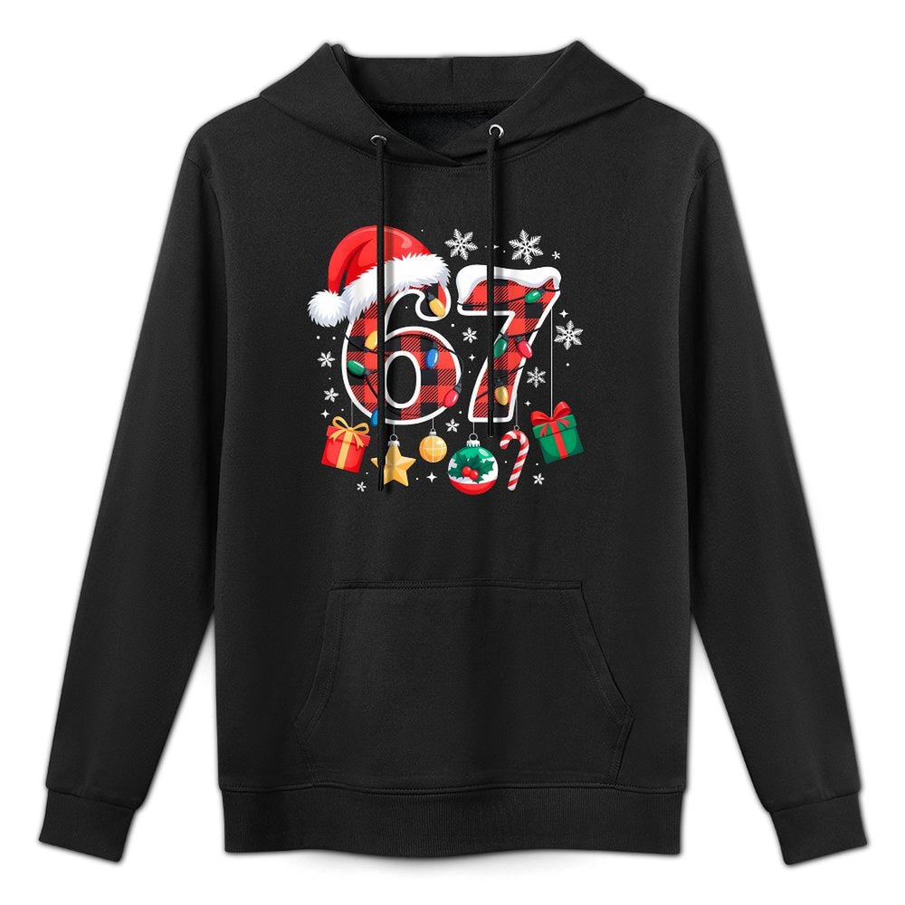 67 Christmas Red Plaid 6 7 Six Seven Boys Christmas Pajamas Unisex Design Hoodie