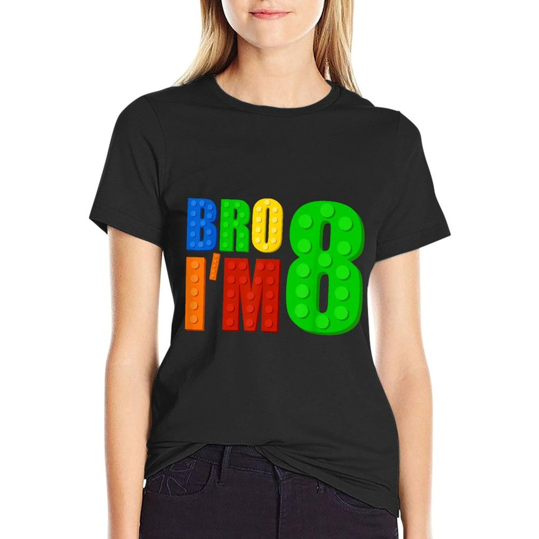 Bro I’m 8 Building Blocks 8th Birthday Boy 8 Years Old Kids  Stretchy T-Shirt