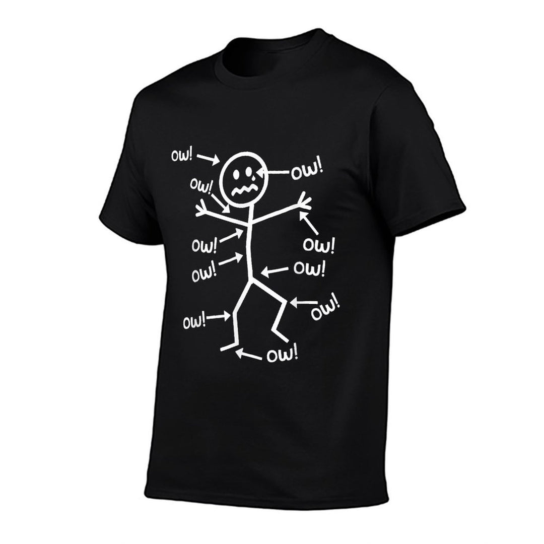 Ow Ow Ow Comedy Stick Character Funny Chronic Pain Meme  Eco-friendly Material T-Shirt