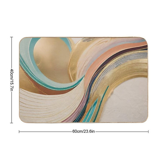 Abstract Curved Lines of Golden Colors  Slip-Resistant Bath Mat