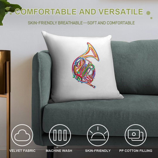 French Horn Soft Easy Maintenance Throw Pillow