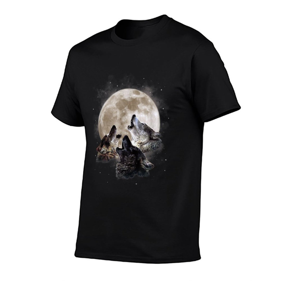 Three Wolves Howling at The Moon - Wolf Lover  Eco-friendly Material T-Shirt
