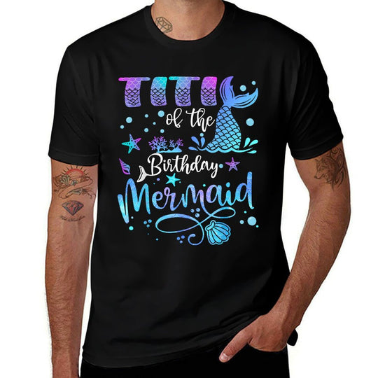 Titi Of The Birthday Mermaid Bday Party Mermaid  Soft T-Shirt