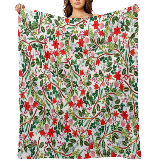 Christmas Floral Pattern Anti-pilling Throw Blanket