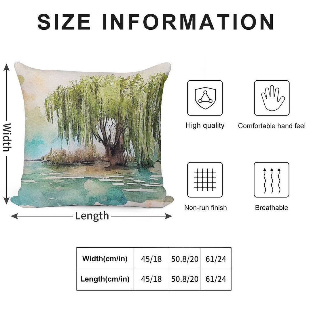 Weeping Willow Tree Painting #2 Soft Washable Throw Pillow
