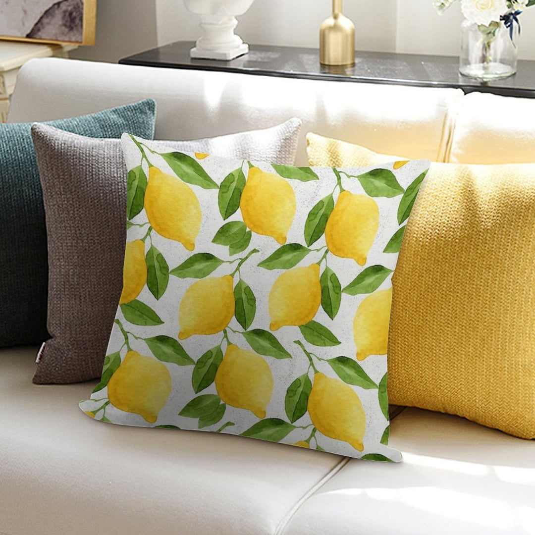 Watercolor Lemon Pattern Soft Durable Construction Throw Pillow