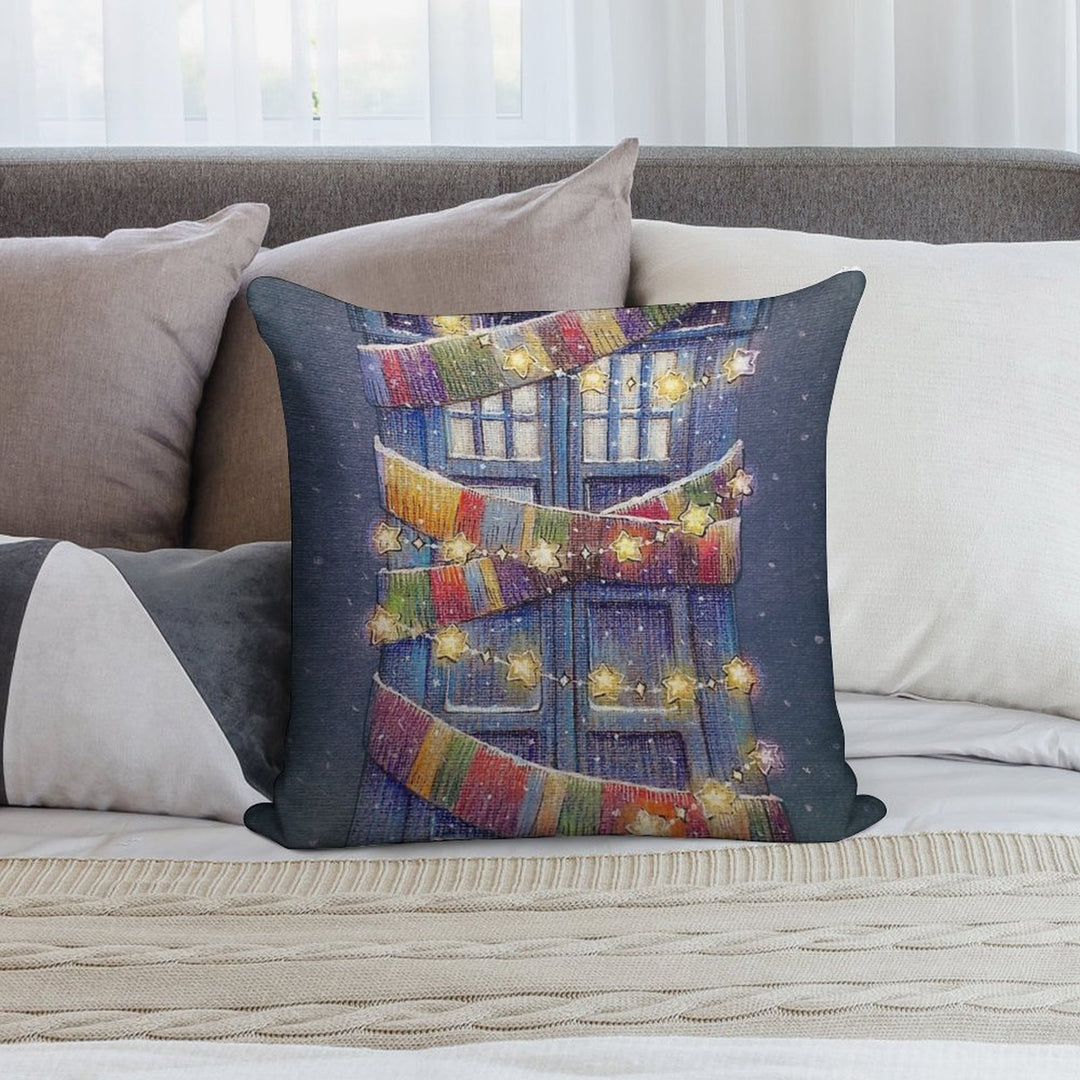 Christmas Police Box Soft Gift Ready Throw Pillow