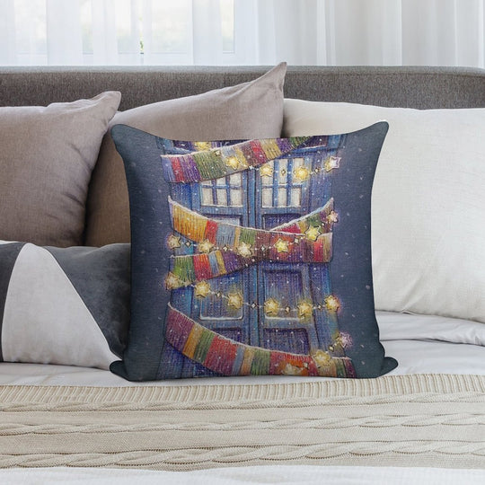 Christmas Police Box Soft Gift Ready Throw Pillow
