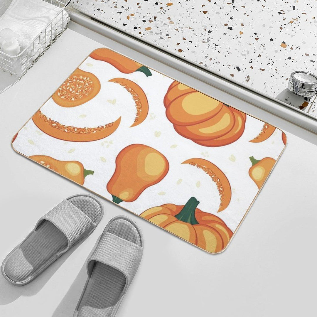 Fall Harvest Seamless Pattern with Pumpkins, Pumpkin Slices And Pumpkin Seeds  Toxin-Free Bath Mat