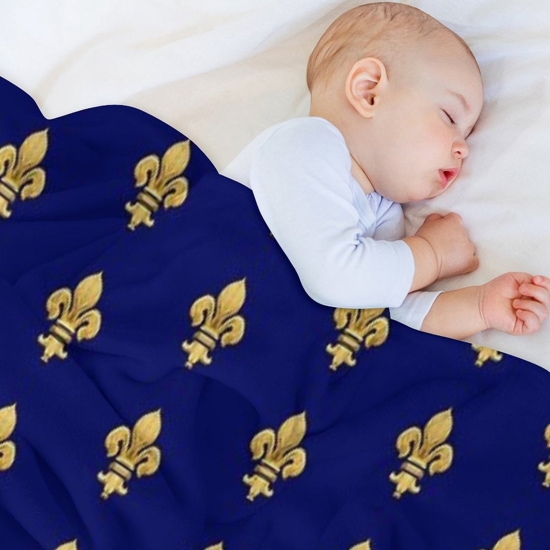 Royal Fleur De Lys Blue Wrinkle-free Throw Blanket