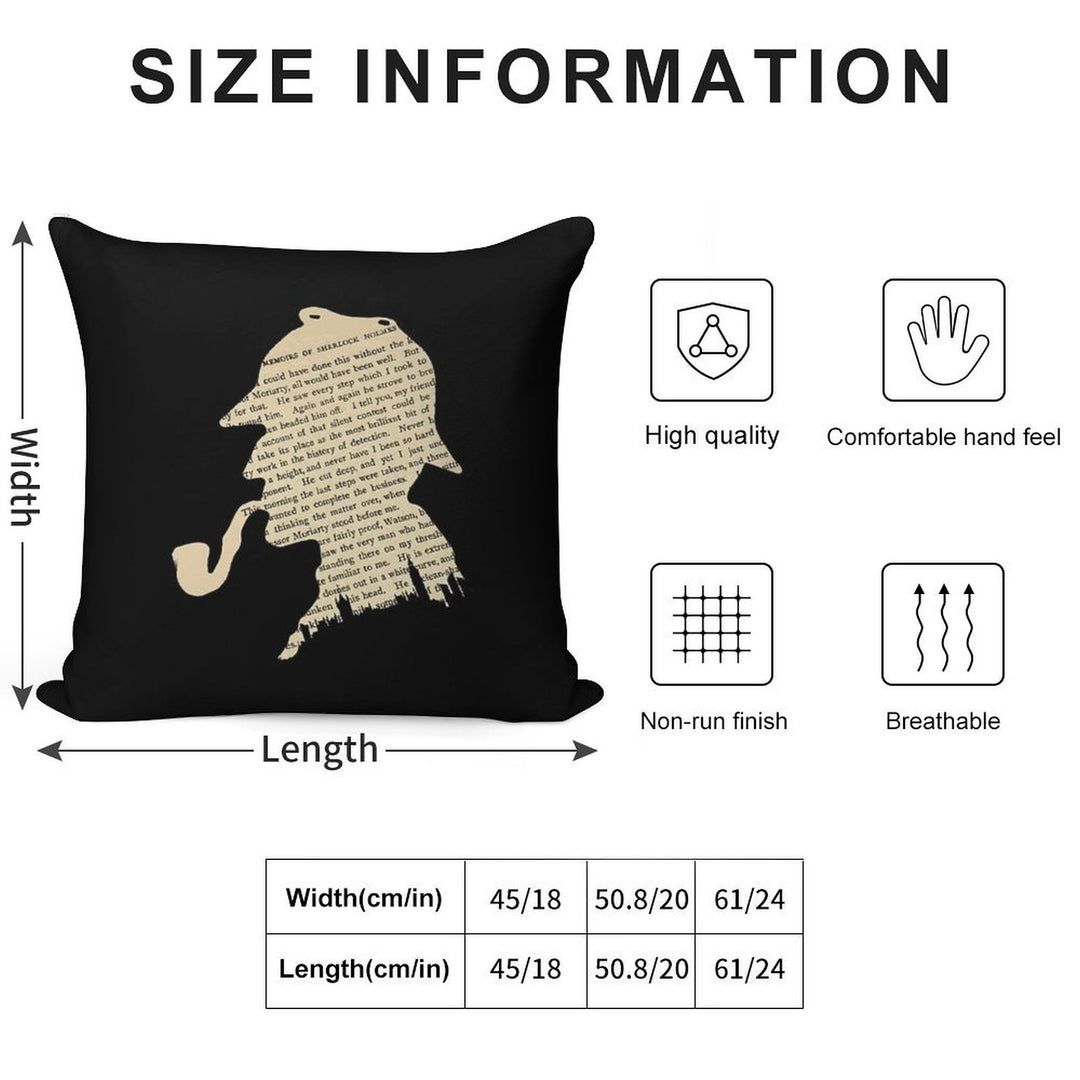 Classic Sherlock Holmes Soft Skin-Friendly Throw Pillow