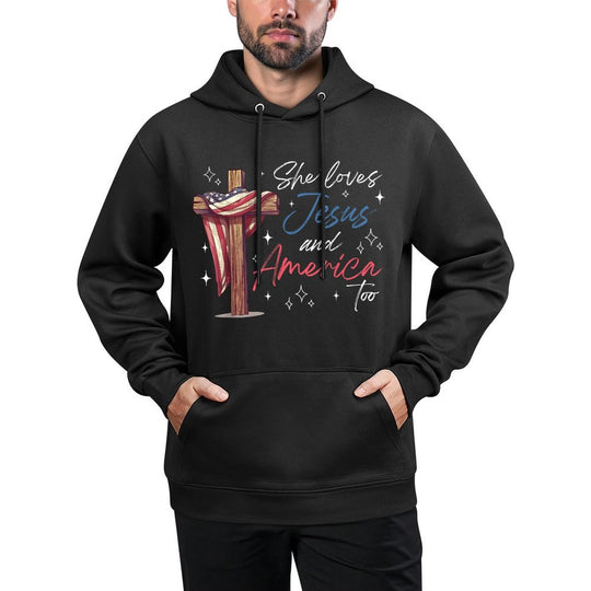 She Loves Jesus And America Too USA 4th of July Women Casual Wear Hoodie